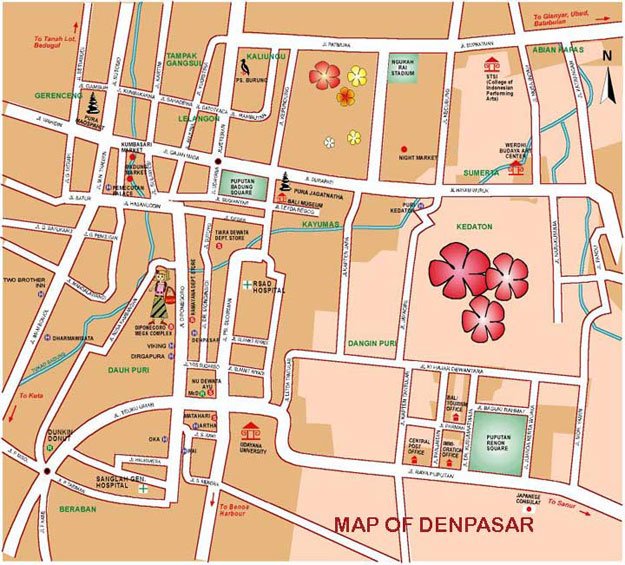 Denpasar City, Map, Bali